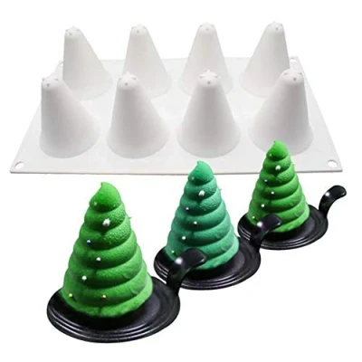 Image of Dubens Christmas Tree Cake Decorating Mould 3D Silicone Moulds for Baking Brownie Mousse Making Dessert Pan Chocolate Tools