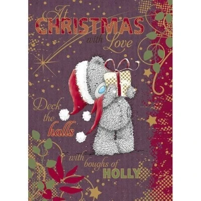 Image of Tatty Teddy Holding Present Me to You Bear Christmas Card