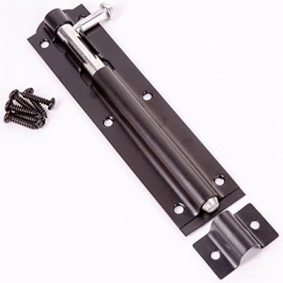 Image of Heavy Duty Black Slide Bolt 6&quot;/150mm Gate/Shed Lock