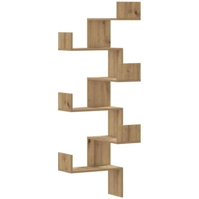 Image of vidaXL Wall Corner Shelf Artisian Oak 45x45x147 cm Engineered Wood