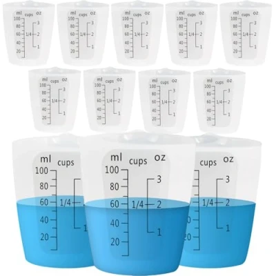 Image of 12pcs Silicone Measuring Cups for Resin, 100ml Non Stick Black Measurements Epoxy Mixing Cups, Reusable Resin Supplies Molds, Jewelry Making, Easy to Clean