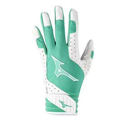 Image of Mizuno Finch Women&#039;s Softball Padded Batting Glove, White Mint, Medium