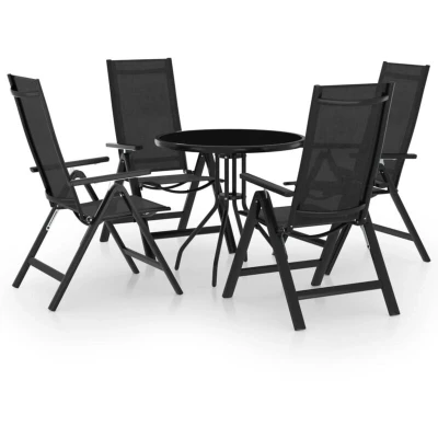 Image of vidaXL 5 Piece Bistro Set Black and Anthracite