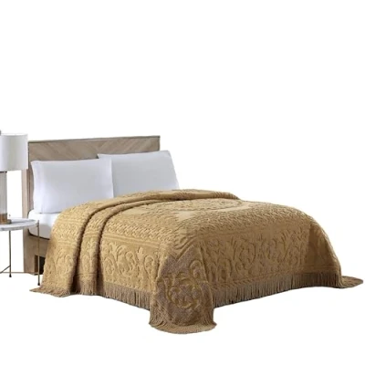 Image of Beatrice Home Fashions Medallion Chenille Bedspread, Twin, Gold