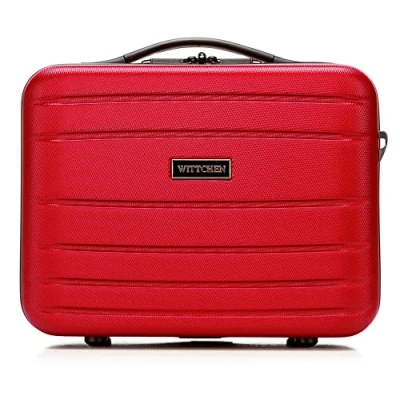 Image of WITTCHEN Cosmetic Case Travel Suitcase Carry On Cabin Luggage Hardshell Made of ABS Combination Lock Globe Line Red