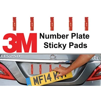 Image of 5 Pack Number Plate Sticky Pads, Adhesive Double Sided Stickers, Car License Fixings