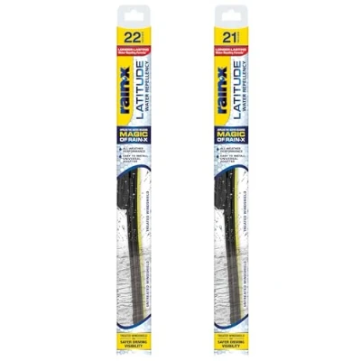 Image of Rain X 810236 Latitude 2 In 1 Water Repellent Wiper Blades, 22&quot; and 21&quot; Windshield Wipers (Pack Of 2), Automotive Replacement Blades With Patented Repellency Formula