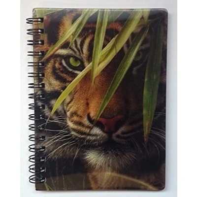 Image of 3D LiveLife Jotter Emerald Forest from Deluxebase. Lenticular Tiger A6 Spiral Notebook with Plain Recycled Paper Pages. Artwork Licensed Renowned Artist Collin Bogle