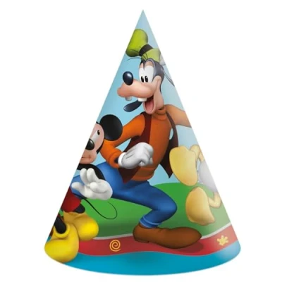 Image of Procos 35067 Disney Mickey Rock the House Party Cone Caps FSC Paper 6 Pieces, multi coloured