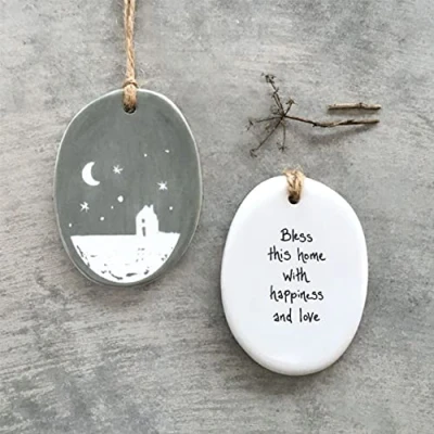 Image of East of India Porcelain Hanger &#039;Bless this home&#039;, Hanging New House Gift, Home Decoration, Friendship Moving Keepsake,