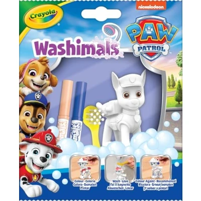 Image of CRAYOLA Paw Patrol Washimals Single Pack Collect 1 of Chase, Marshall, Skye, Rubble, Rocky or Zuma Includes 2 Washable Markers &amp; Brush Kids Ages 3+