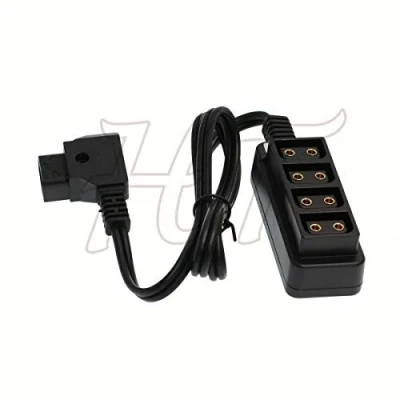 Image of HT D tap Power Splitter Box 4 Port 1x Male to 4x Female P Adapter Cable 24in for V Lock Gold Mount Battery