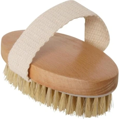 Image of Glamza Professional Dry Skin Body Brush with Cactus Bristles Natural Spa Bath Massager Firm Scrub