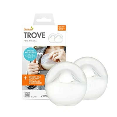 Image of Boon Trove Silicone Manual Breast Bump Hands Free Pump Milk Collector with Travel Pouch 2 Count