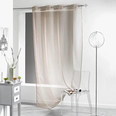 Image of Douceur d&#039;Intérieur, Lissea Curtain with eyelets, polyester, Brown (Taupe)140 x 240 cm