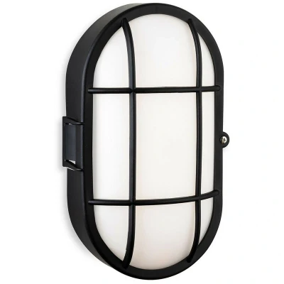 Image of Firstlight Lewis Anti Corrosion Style LED Oval Bulkhead 9W Warm White in Black and Opal