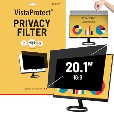 Image of VistaProtect Premium Privacy Filter &amp; Anti Blue Light Screen Protector for Computer Monitors (20.1&quot; inches)