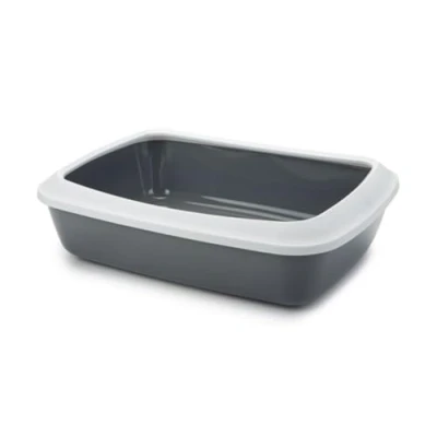 Image of Iriz Cat Litter Tray With Rim Cool Grey 50x37x14cm (Pack of 6)