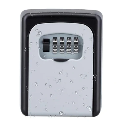 Image of ZHEGE Key Box, Safe Wall Mounted, 4 Digit Combination Lock Box Outdoor, Weatherproof Lockbox to Share and Secure Keys for AirBnB Home Garage Office, Spare Storage, Grey