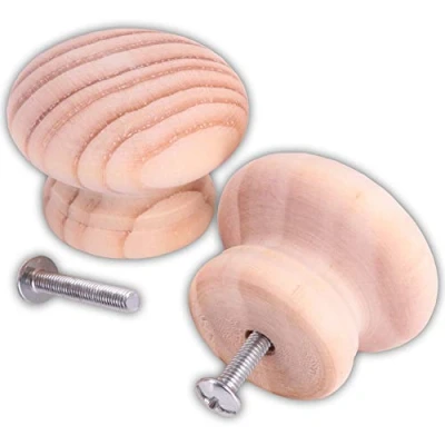 Image of 40mm Pine Wooden Cupboard Cabinet Door Knobs Pack of 2