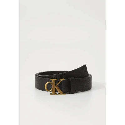 Image of Calvin Klein Jeans Monogram Buckle Fixed BELT Belt, Men&#039;s, Size: 80, Black / antique brass