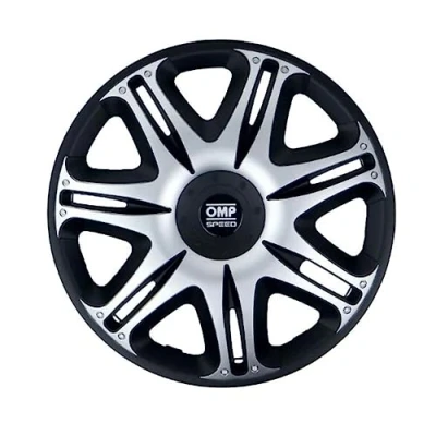 Image of OMP SPEED SET 4 HUBCAPS GHOST BLACK/SILVER 15 INCHES
