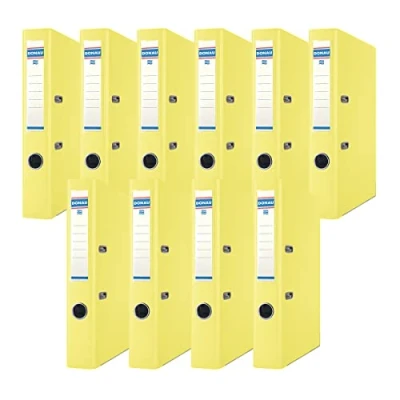 Image of DONAU Premium Folder Slim Pack of 10 / DIN A4 5 cm Pieces/Yellow/Plastic Cover PP/Carton Paper Slotted Office Ring Binder/Green Dot
