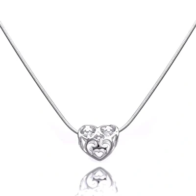 Image of jewellerybox Sterling Silver Open Heart Bead Necklace 18 Inch 1mm Snake Chain