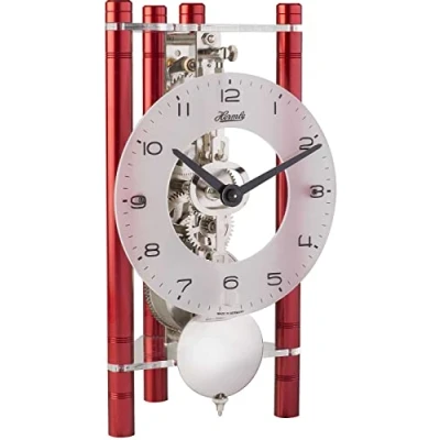 Image of Hermle Table Clock, Aluminium, red, 19,5cm x 11cm 9cm