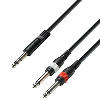 Image of Adam Hall 3 Star Series 3m 6.3mm Jack Stereo to 2x 6.3 Mono Audio Cable