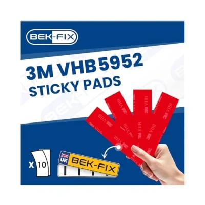 Image of BEK FIX 10 x Number Plate Sticky Pads Strong 3M VHB Double Sided Fixings