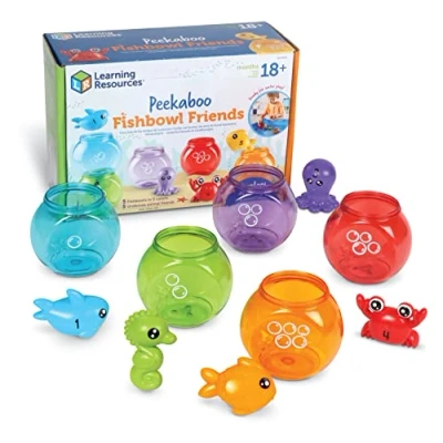 Image of Learning Resources Peekaboo Fishbowl Friends, 10 Pieces, Ages 18 Months+, Toys, Baby Educational Fish Animal Bath Toys