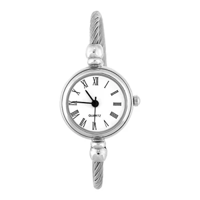Image of FILFEEL Bracelet Watches, Female Analog Round Quartz Alloy Strap Open Watch Wristwatch(Roman Numerals White Dial)
