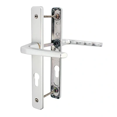 Image of UPVC Door Handle Hoppe Ferco 70mm 70PZ 200mm Fixings Double Glazing Pair Set Colour: Satin Silver