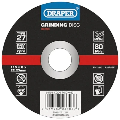 Image of Draper DPC Metal Grinding Disc, 115 x 6 22.23mm