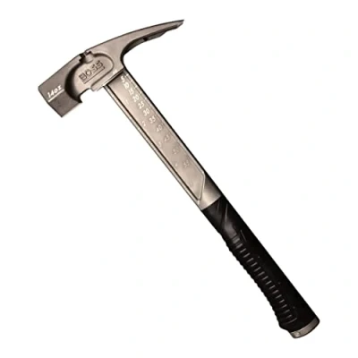 Image of Boss Hammer Pro Series Titanium with Over Molded No Slip Rubber Grip 14 oz, Construction Grade, Dual Side Nail Pullers, Smooth Faced BH14TIS