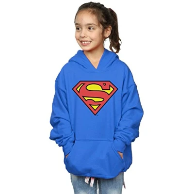 Image of DC Comics Girls Superman Logo Hoodie 5 6 Years Royal Blue