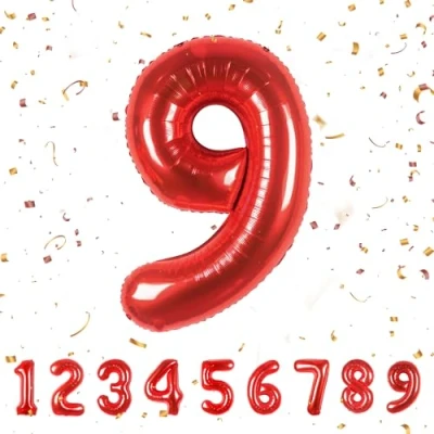 Image of Number Balloons 9,Red 9 Balloon 40 Inch Giant Helium Foil for Boys Girls Party Decor Birthday Anniversary Graduation Decorations Supplies