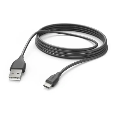 Image of Hama Micro USB Cable (USB A 2.0 Male to Charging Cable,High Speed Data Transfer 480Mbps, 3m, for Samsung Galaxy S21/S20/S10/S9/S8, Huawei P30/P20, Xiaomi) Black