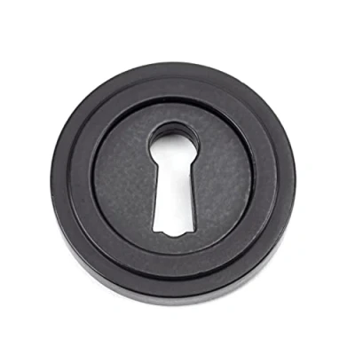 Image of From The Anvil Matt Black Round Escutcheon (Art Deco)