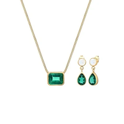 Image of Elli Jewelry Set Geo Mondstein Quartz Edelstein 925 Sterling Silber