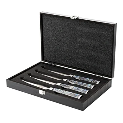 Image of Katana Saya Pearl KP 40/4 4 Piece Steak Knife Set with Wooden Case