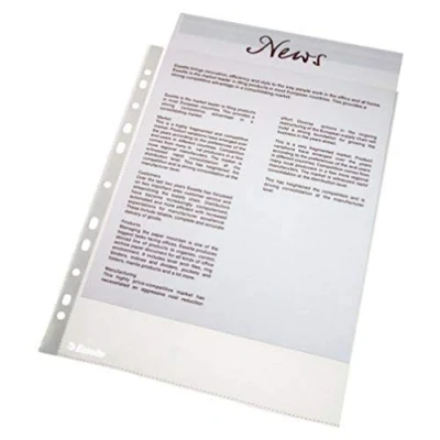 Image of Esselte Perforated Pouch, Clear, Grained, A4, Polypropylene, 43 Microns Lot de 10 (Sachet) Transparent