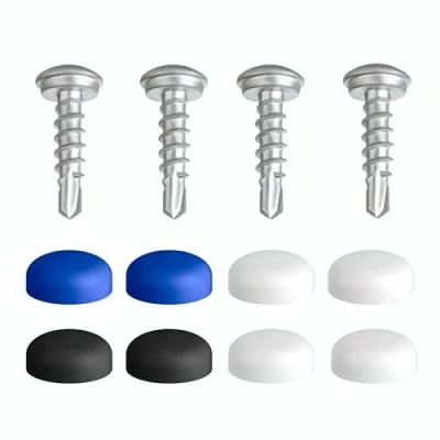 Image of Number Plate Screws with Drill Bit and Caps Set of 4 5 x 19 mm [Discreet Safe Legal] Mounting Attachment Including Cover