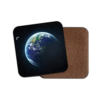 Image of 1 x Planet Earth Cork Backed Drinks Coaster Space Planets Solar System #8940