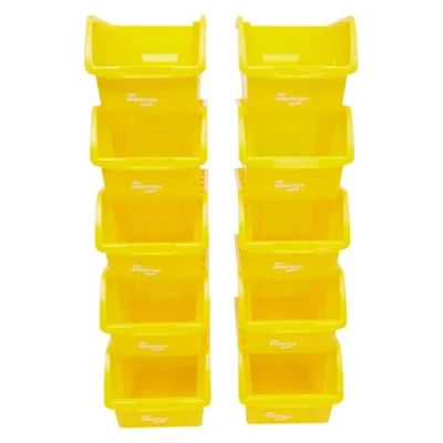 Image of The Workplace Depot Plastic Nesting Small Parts Bins Pack of 10 127(H) x 150(W) 235(D) mm (Yellow)