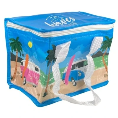 Image of Puckator Cool Lunch Bag VW Volkswagen T1 Waves are Calling Design Made from Rec&#039; Plastic Bottles Insulated for Women Men Children Box Work &amp; School Beach Picnic Accessories