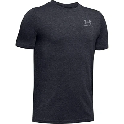 Image of Under Armour EU Cotton Short sleeve Shirt, Kids Grey, Black Medium Heather / Steel (002), YLG
