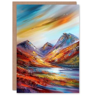 Image of Artery8 Personalised Cairngorms Heather Mountain Peak Hike Landscape For Him Or Her Art Birthday Card