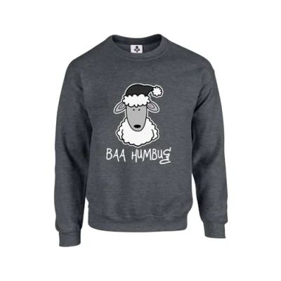 Image of Taylor Brown Bah humbug sheep xmas festive christmas meme trending Unisex Funny Adults Sweatshirt Jumper Dark Heather